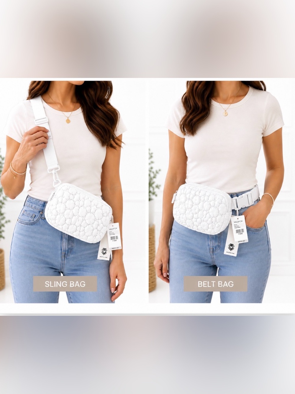 Wildfox White Quilted Floral Puffy Belt/Sling Bag - NWT - Picture 2 of 4